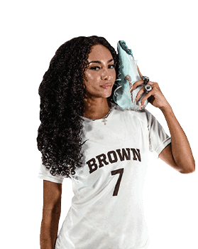 A woman wearing a white shirt with the number 7 on it is holding a sneaker in her hand. AI generated content