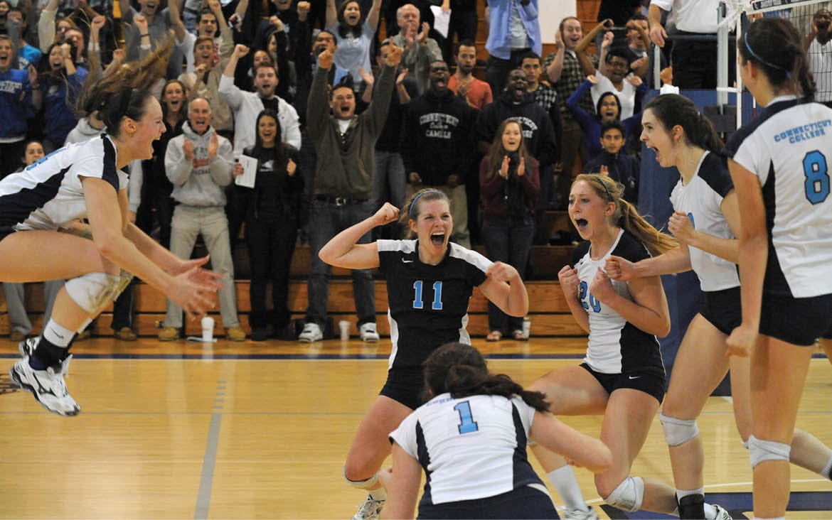 Top seeded Connecticut College beat Williams in the NESCAC Volleyball semifinal round on Saturday, November 3, 2012 at Luce Field House in New London. (Photo by John Narewski)