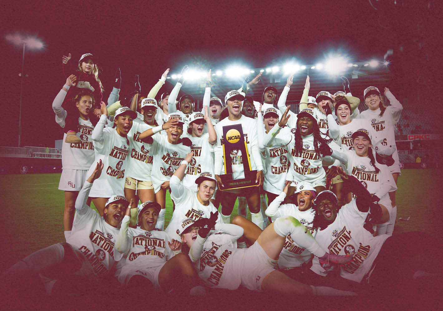 A group of people are posing with a trophy. AI generated content