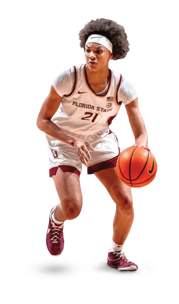 A woman wearing a white shirt and red shorts is holding a basketball. AI generated content