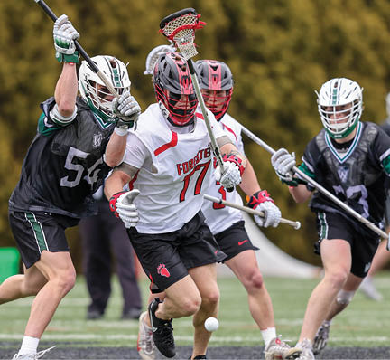 A group of people playing lacrosse. Description generated by AI