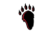 A paw print on a white background. Description generated by AI