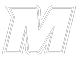 A bold, stylized letter M with sharp angles and a double outline in black and white. Description generated by AI