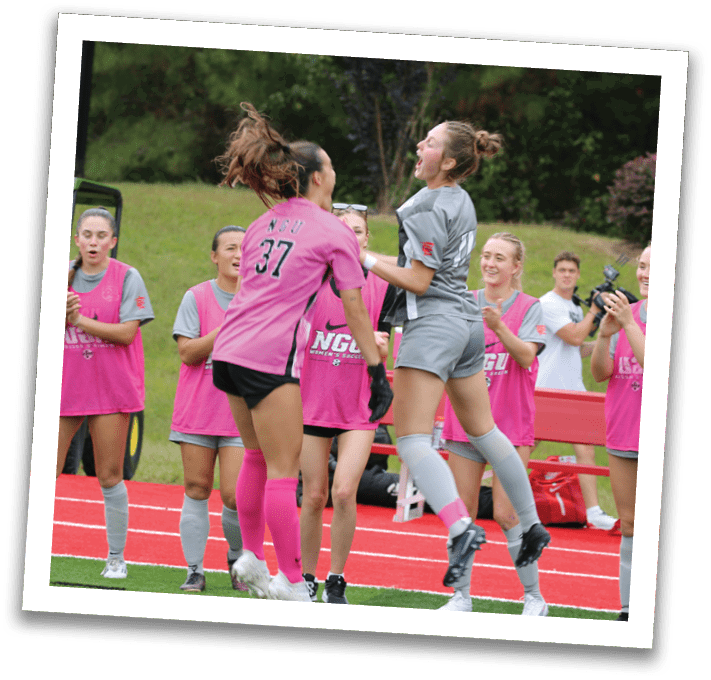 A group of girls celebrating a victory on a field. AI generated content
