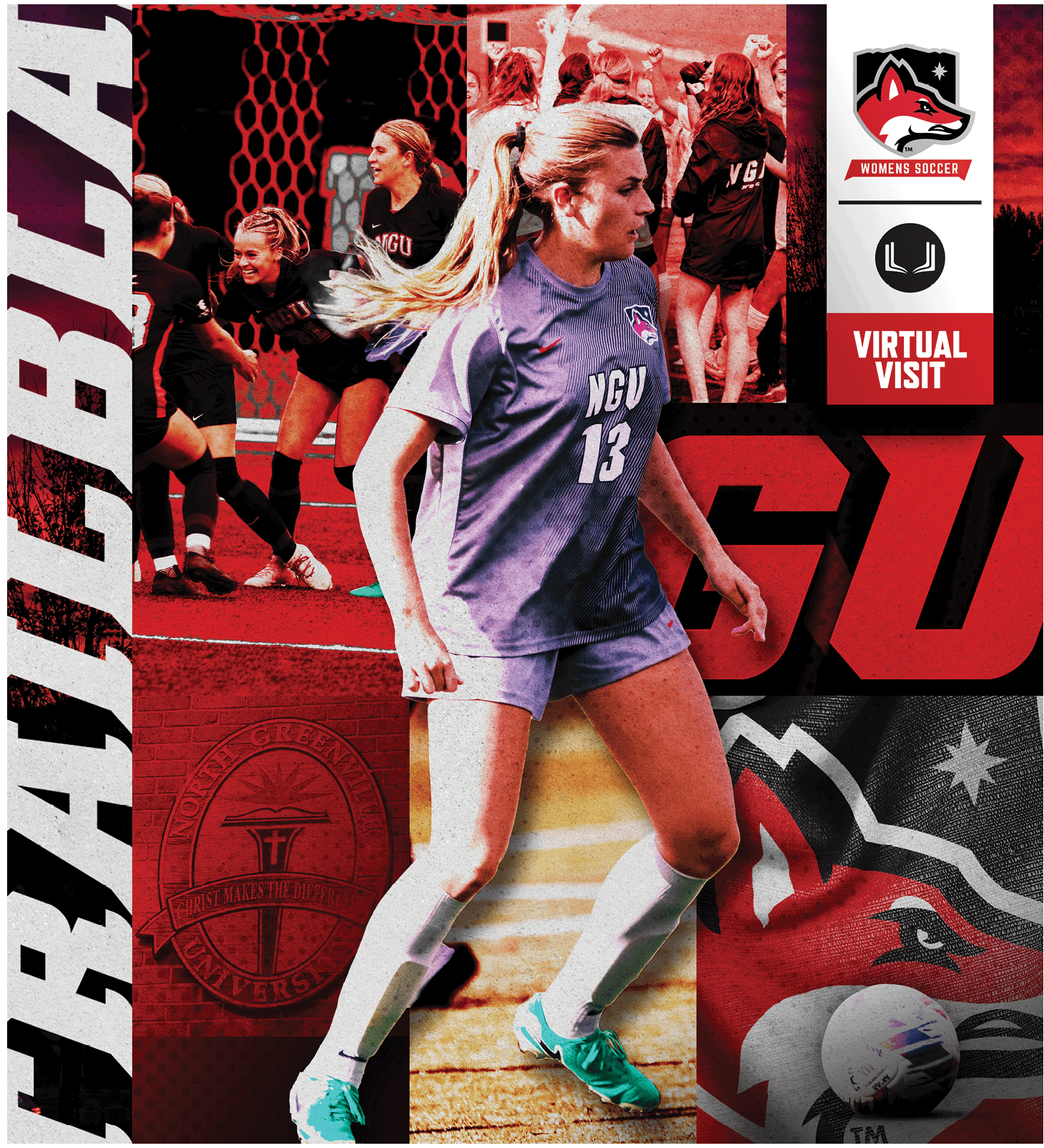 A female soccer player in a grey uniform with the number 13 on the back is running on the field. AI generated content