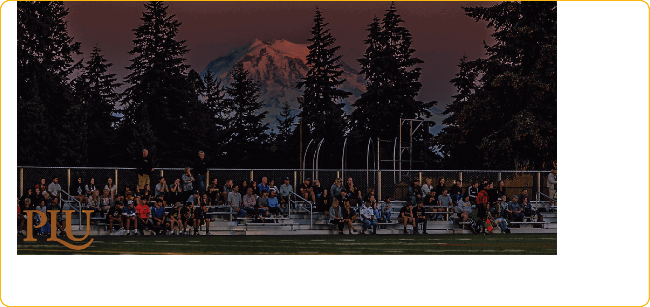 The stands with Mt. Rainier during the soccer game between PLU women and Concordia College of Moorhead, Minnesota , Friday, Sept. 9, 2016 in a soccer match on East Field. (Photo: John Froschauer/PLU)