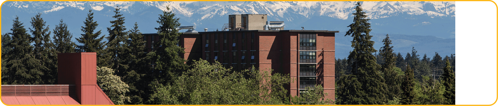 Mt Rainier over lower campus at PLU on Tuesday, May 10, 2016. (Photo: John Froschauer/PLU)