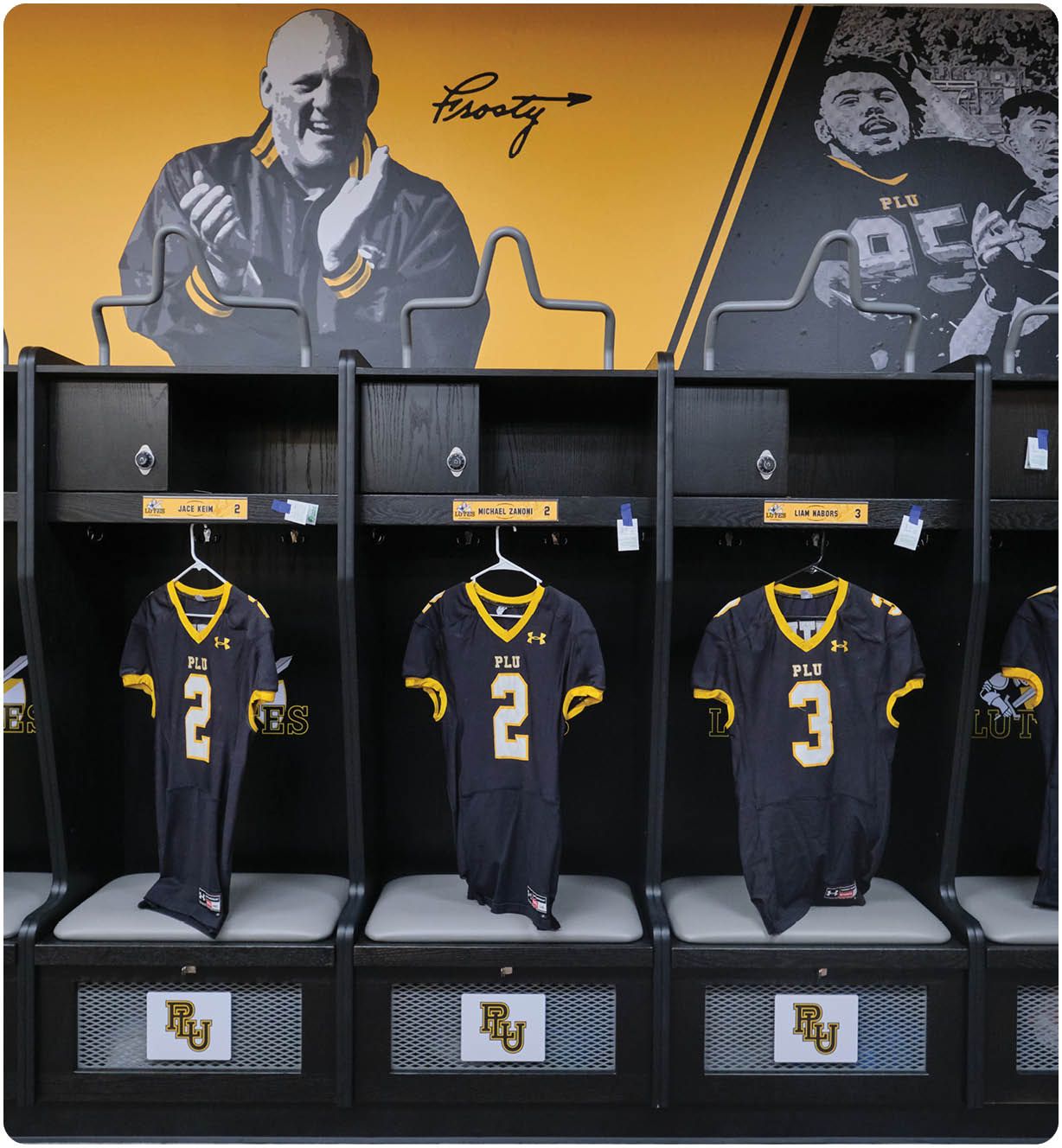 Locker room remodel reveal to the football team at PLU, Wednesday, Aug. 21, 2019. (Photo: John Froschauer/PLU)