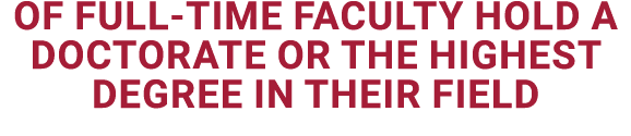 of full time faculty hold a doctorate or the highest degree in their field
