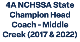 4A NCHSSA State Champion Head Coach Middle Creek (2017 & 2022)