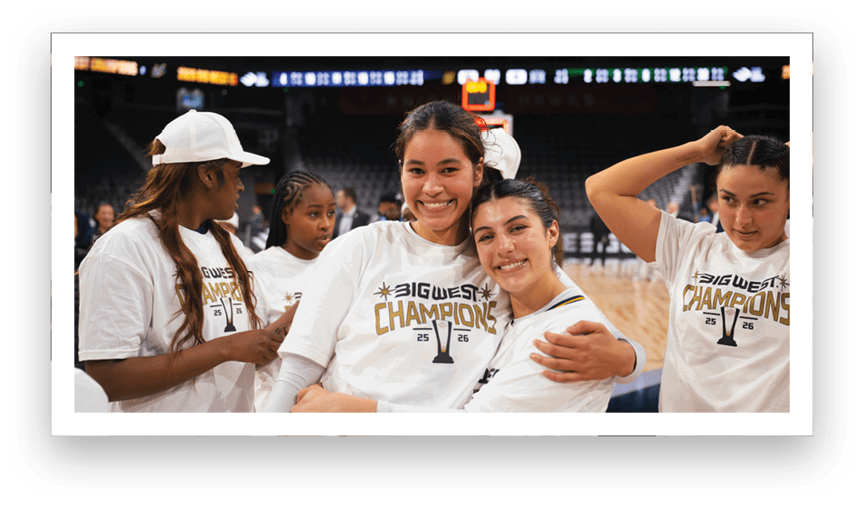 A group of people celebrating a victory, with one person holding a trophy. AI generated content