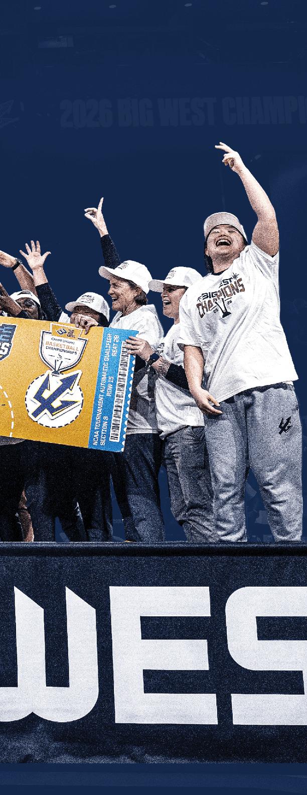 A group of people holding up trophies and banners. AI generated content