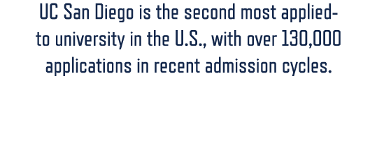 UC San Diego is the second most applied to university in the U.S., with over 130,000 applications in recent admission...