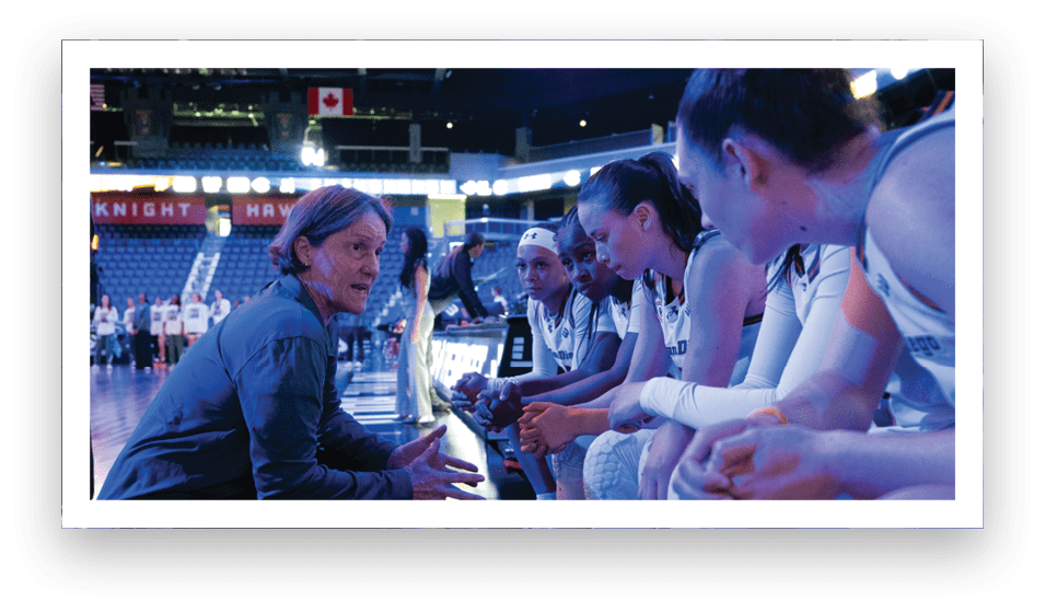 A group of people celebrating a victory, with one person holding a trophy. AI generated content