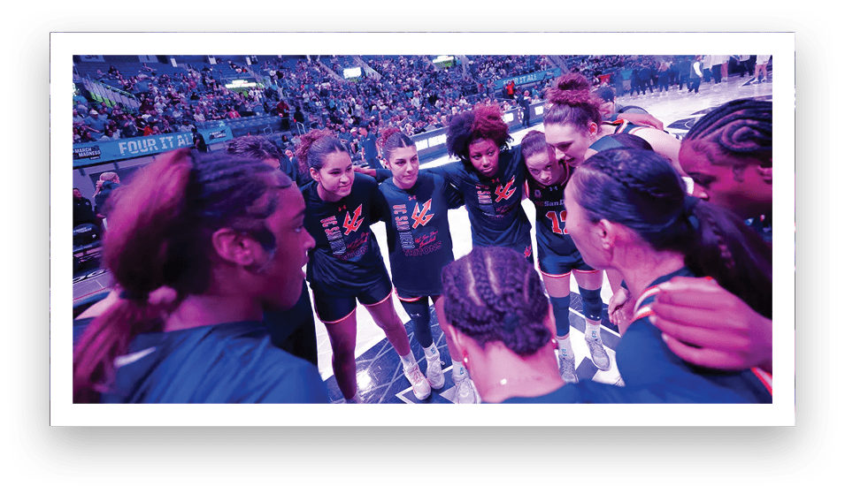A group of people celebrating a victory, with one person holding a trophy. AI generated content