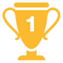 A gold trophy with the number one displayed on it. Description generated by AI